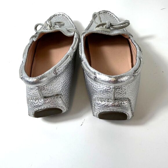 J. Crew Metallic Silver Leather Driving Moccasins Size 5.5 - Picture 5 of 10